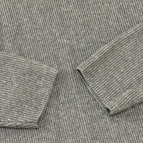 Banana Republic Gray V Neck Ribbed Sweater Midi Dress L Minimalist Classic - Picture 5 of 13